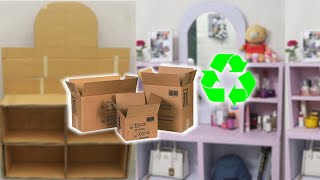 Transforming Cardboard: DIY Bedroom Dressing Table with Integrated Makeup Storage
