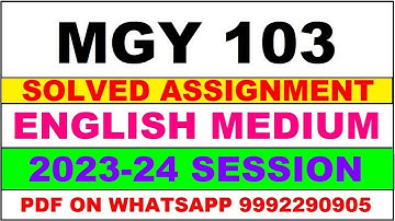 mgy 103 solved assignment 2023-24 | mgy 103 solved assignment in english 2024 | mgy 103 2024