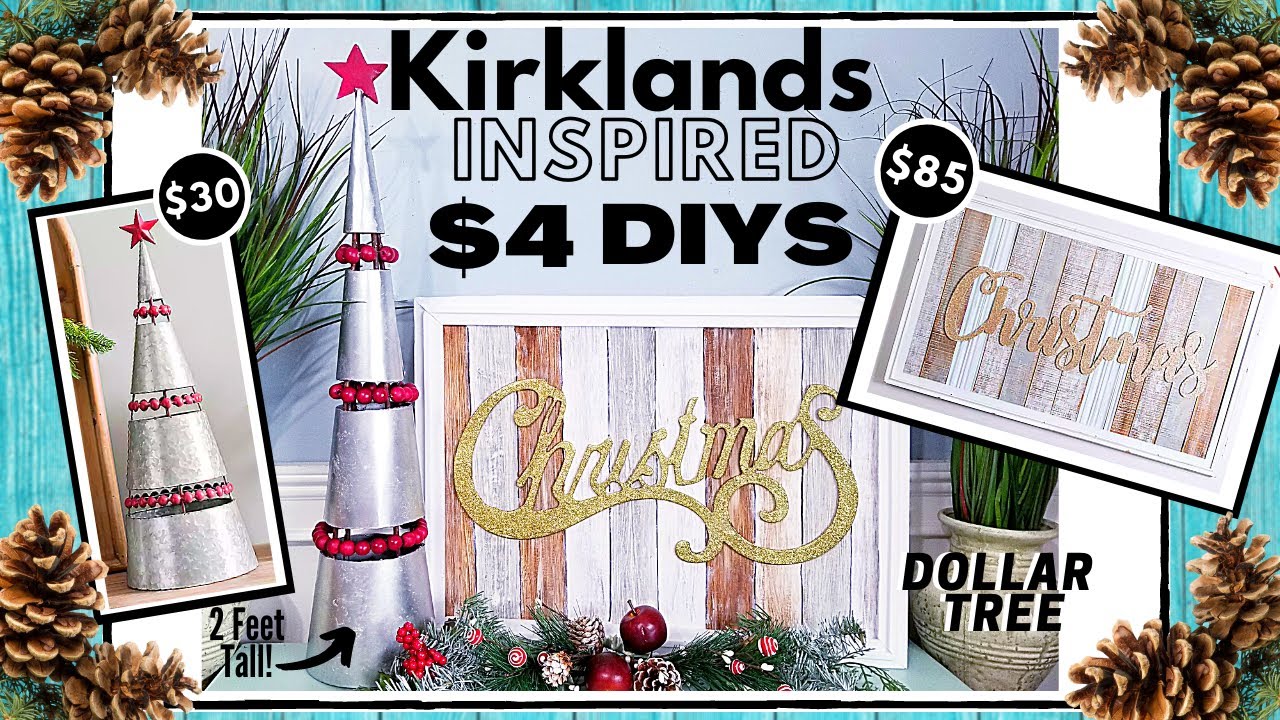 2 DOLLAR TREE Kirkland's Inspired DIYs Christmas Tree & Wood Plank