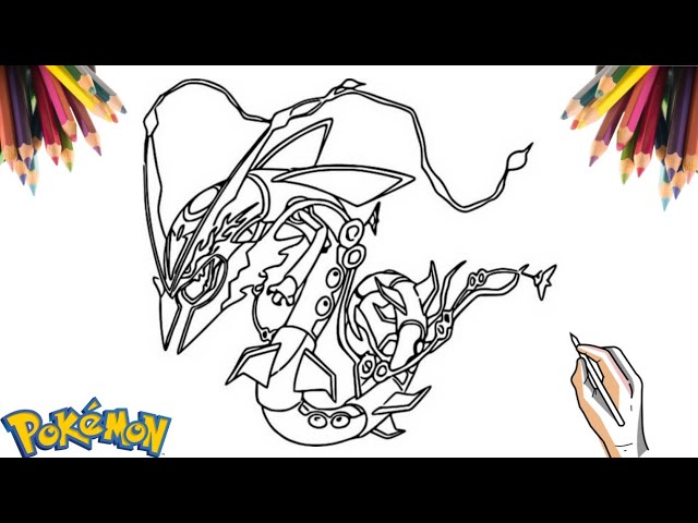 COMO DESENHAR O POKÉMON MEGA RAYQUAZA  HOW TO DRAW MEGA RAYQUAZA POKEMON 