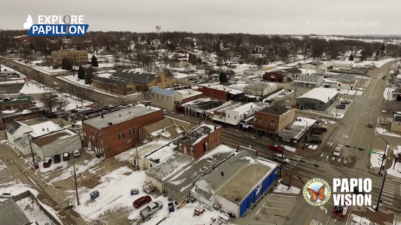 Explore Papillion - Frozen Papillion (Papillion, Nebraska drone video)