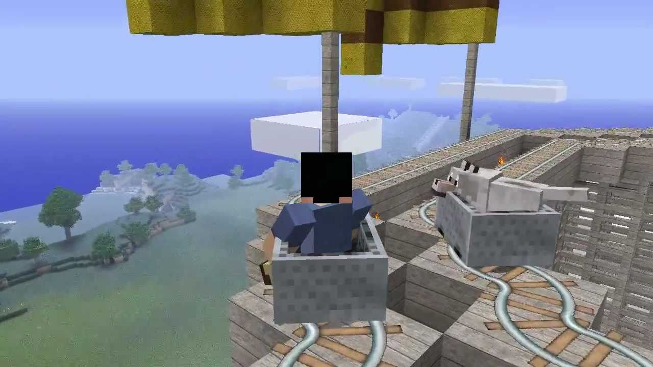 ride the bus Minecraft Double Track Wooden Coaster - Duo Ride with Wolf