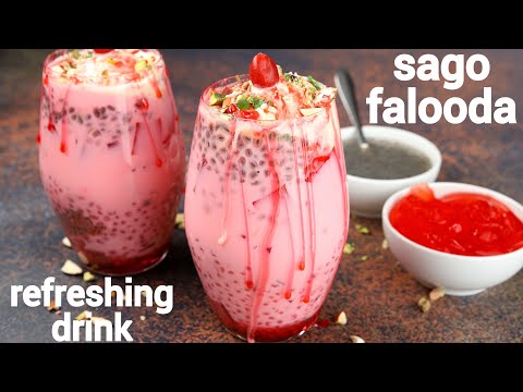 sabudana falooda dessert drink | sago royal falooda | साबूदाना फालूदा रेसिपी | sabudana dessert