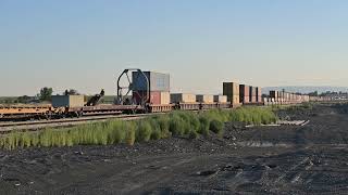 EB BNSF Stack Train Takes The Siding At Adrian - BNSF Columbia River Subdivision - MOV 0371