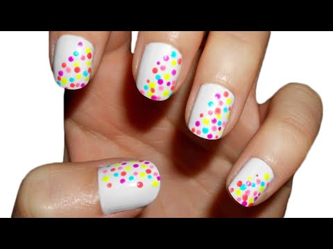 Uñas con puntos de colores / Confetti nail art | CristiNails - thptnganamst.edu.vn