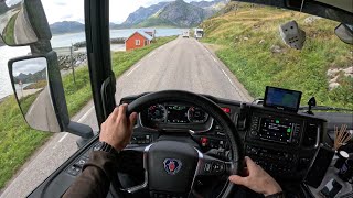 🇳🇴POV Truck Driving Scania R540 xT Northern Norway-Lofoten Island PART II