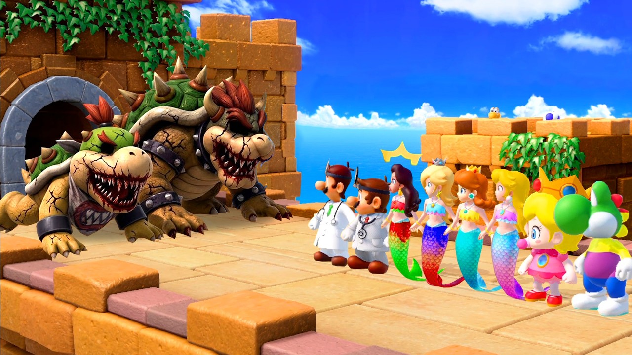 Super Mario Party - Peach Mermaid & Her Daughter DOMINATE 1vs3 & 2vs2 Minigames! (Master CPU)