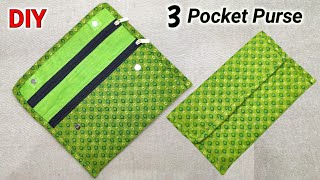 POPULAR DESIGN PURSE BAG !!! DIY Triple Pocket Hand Purse Tutorial Step by Step | Purse making | Bag