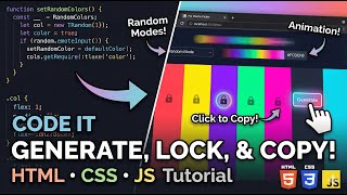 Build a Dynamic Color Palette Generator Locking, Copying, and Luminance Contrast in JS from Scratch!