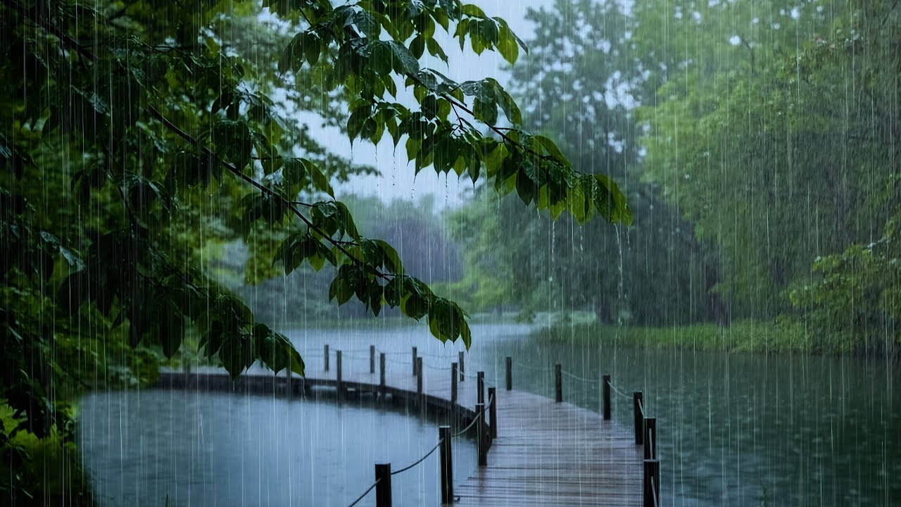 Gentle Rain to Deep Sleep & Mindfulness | Forest Lake Ambience | ASMR Rain to Fall Asleep Fast