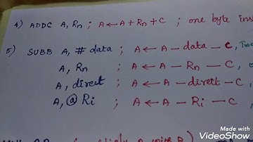 Arithmetic instructions in 8051