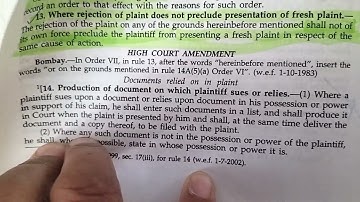 Order 7 Rule 14 CPC -List of Documents annexed with plaint|Documents relied on in plaint