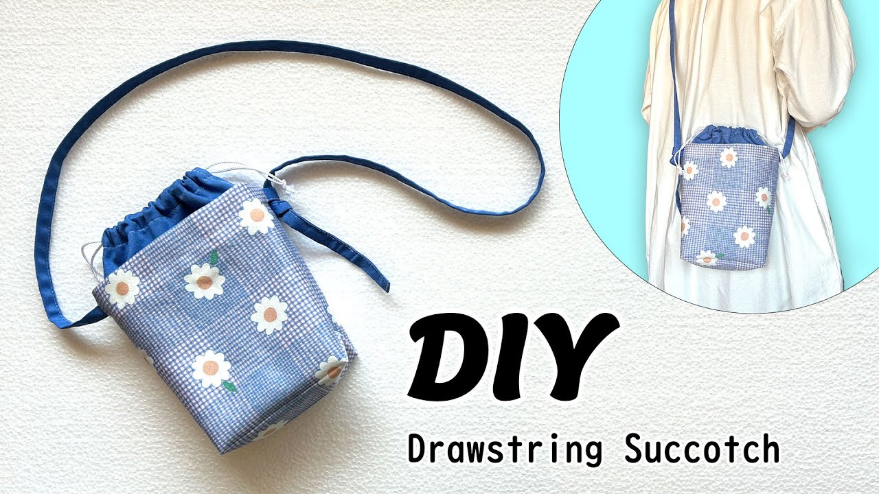How to make a drawstring sacoche/no pattern required - YouTube