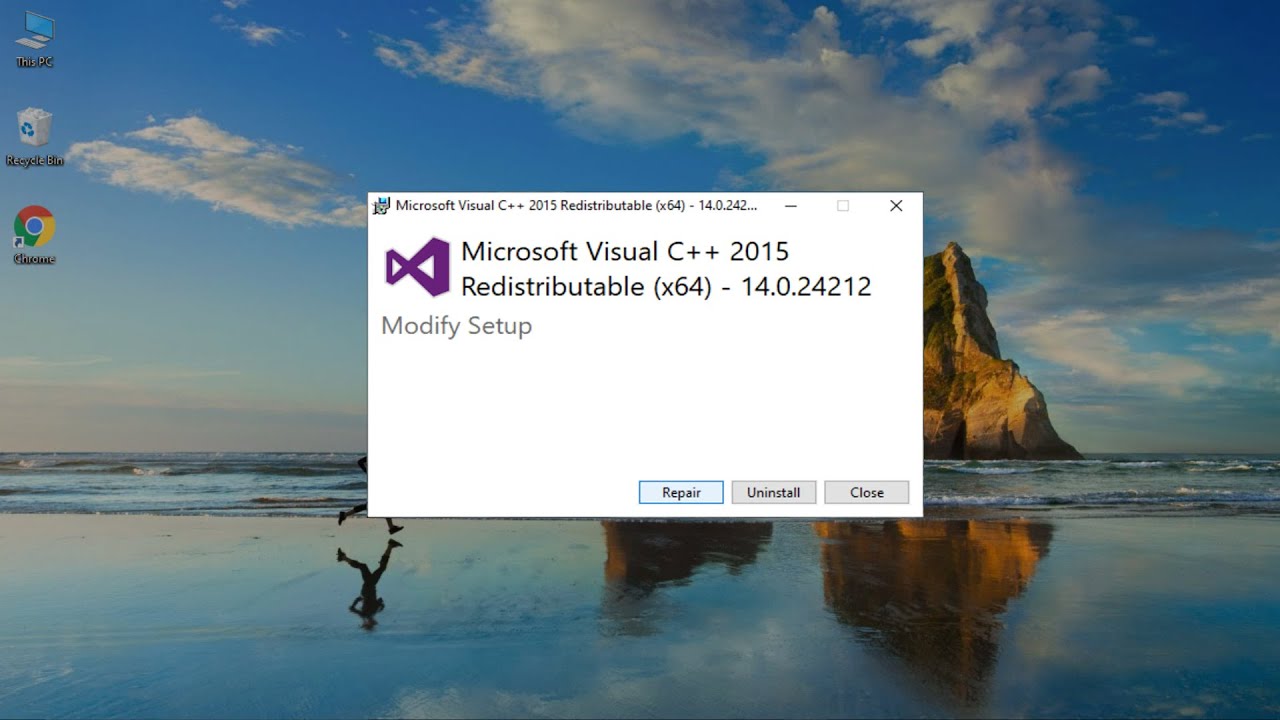How To Repair Microsoft Visual C 15 Redistributable In Windows 10 8 7 Youtube