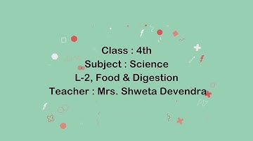 Class 4 | Science | Food and Digestion | Mrs Shweta Devendra