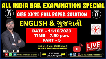 Cracking All India Bar Exam 18:Live AIBE XI Paper Solution for Aspiring Part-5 #aibe18 in Gujarati