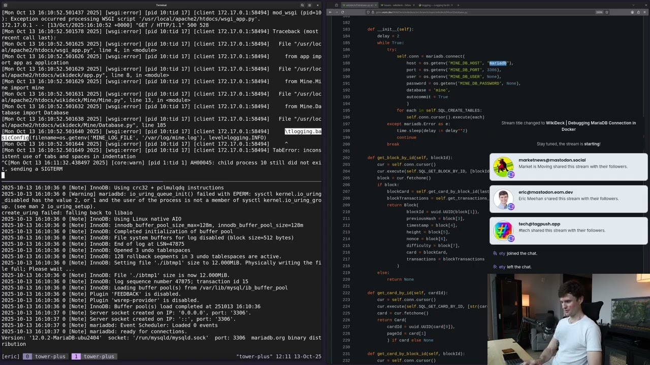 WikiDeck | Beta Testing | Getting ready for K8s deploy | Debugging MariaDB Connection in Docker