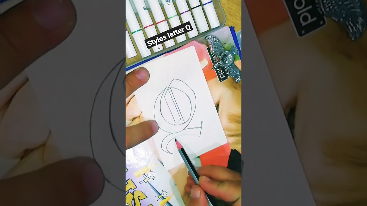 Calligraphy / old English fonts / pencil calligraphy letter Q 