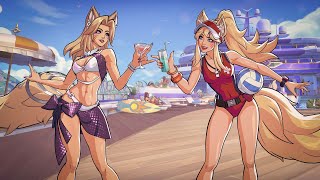 Ahri Pool Party Skins Showcase 4K HDR - 2XKO