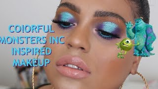 COLORFUL GLAM MAKEUP | MONSTERS INC INSPIRED MAKEUP screenshot 1