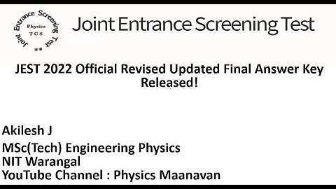 JEST 2022 Official Revised Updated Final Answer Key Released! - Tamil | JEST 2022 | Physics Maanavan