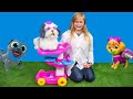 The Assistant Uses Barbie Pet Caret to Help Paw Patrol and Puppy Dog Pals