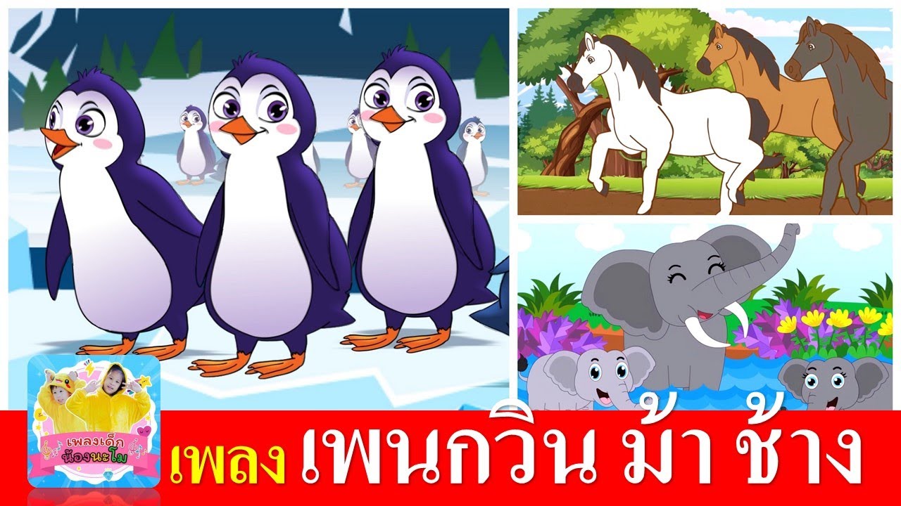 เพลงเด็กอนุบาล เพนกวิน ม้า ช้าง | นกเพนกวิน | ม้าวิ่งกรับกรับ | ช้างช้างช้าง