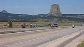 Devils Tower and motorcycles during Sturgis 2009