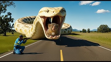 Brave Rescue Team Saves Terrified Tiny Monkey from Massive Python