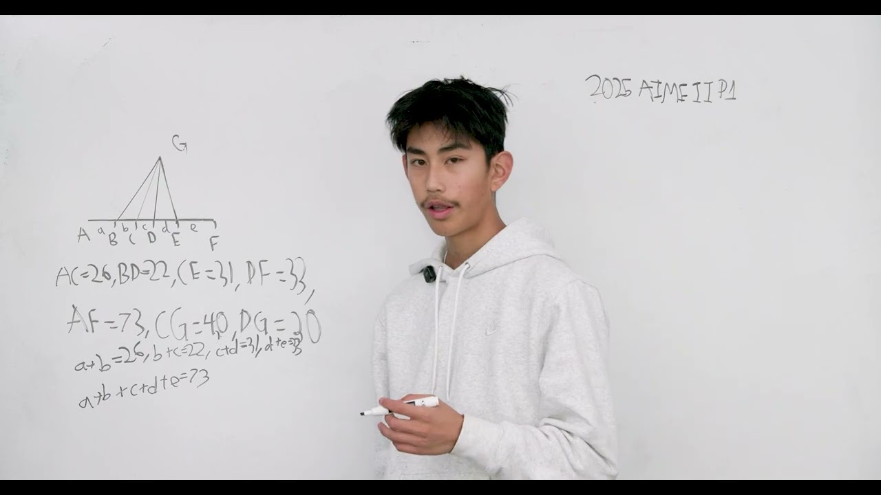 2025AIME2 P1-Six Collinear, One Off-Line: Area of △BGE (Geometry/Coordinates)