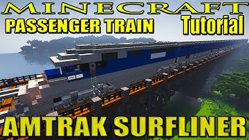 Minecraft Train Tutorial -  Amtrak Pacific Surfliner Passenger Train (EMD F59PHI Engine and Cars)
