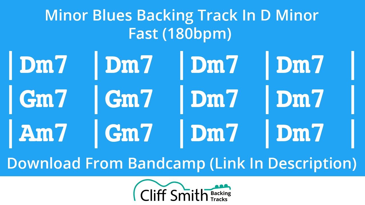 Dm - Fast Minor Blues Backing Track (180bpm)