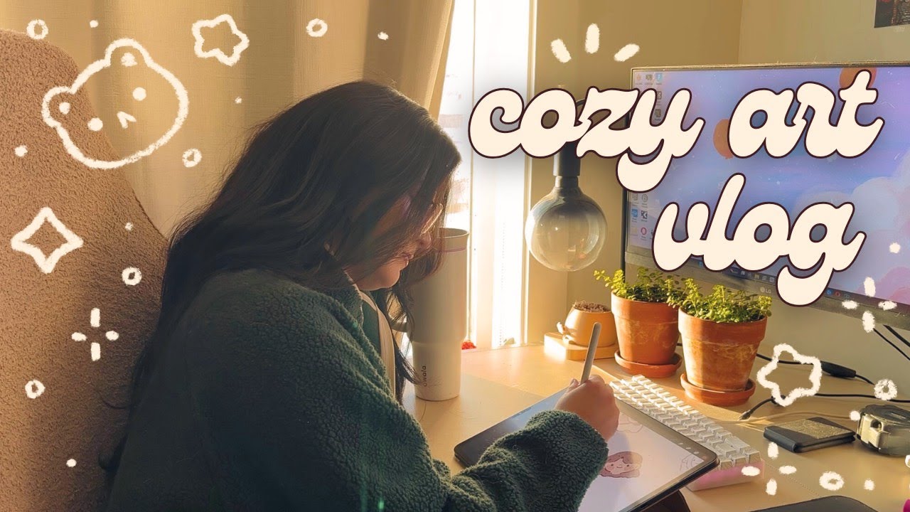 Cozy Days as a Self Employed Artist ☕ Art Vlog - YouTube