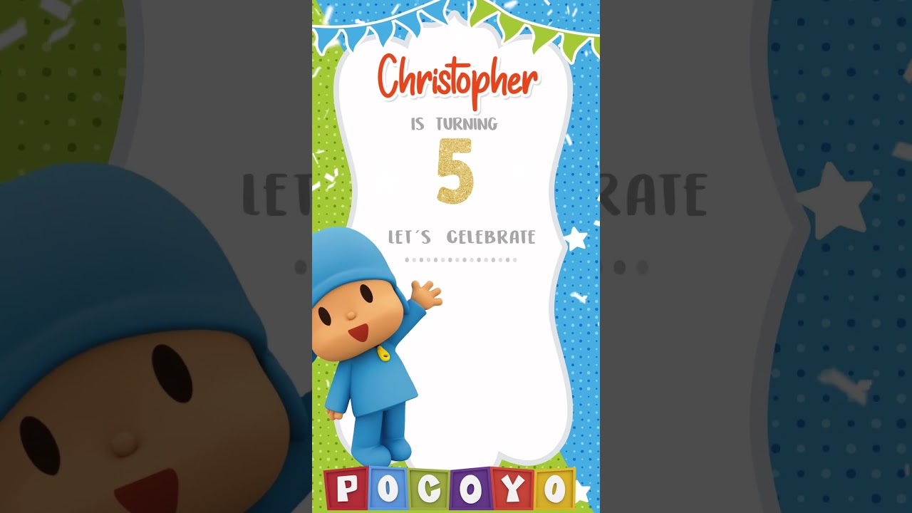 POCOYO Birthday Party INVITATION Pato Elly