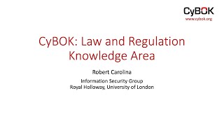 CyBOK law and regulation webinar Update