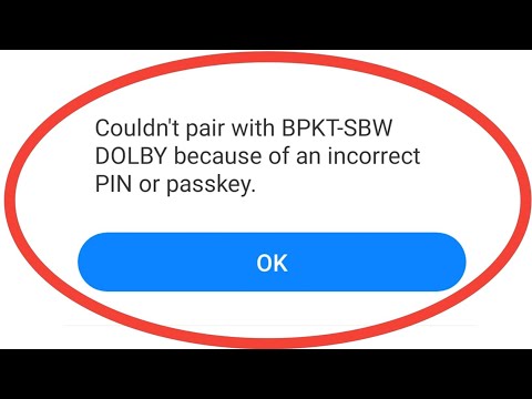 Couldn't Pair With Bluetooth Because Of Incorrect Pin Or Passkey