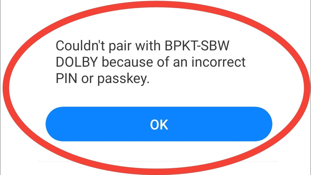 Couldn't Pair With Bluetooth Because Of Incorrect Pin Or Passkey - YouTube