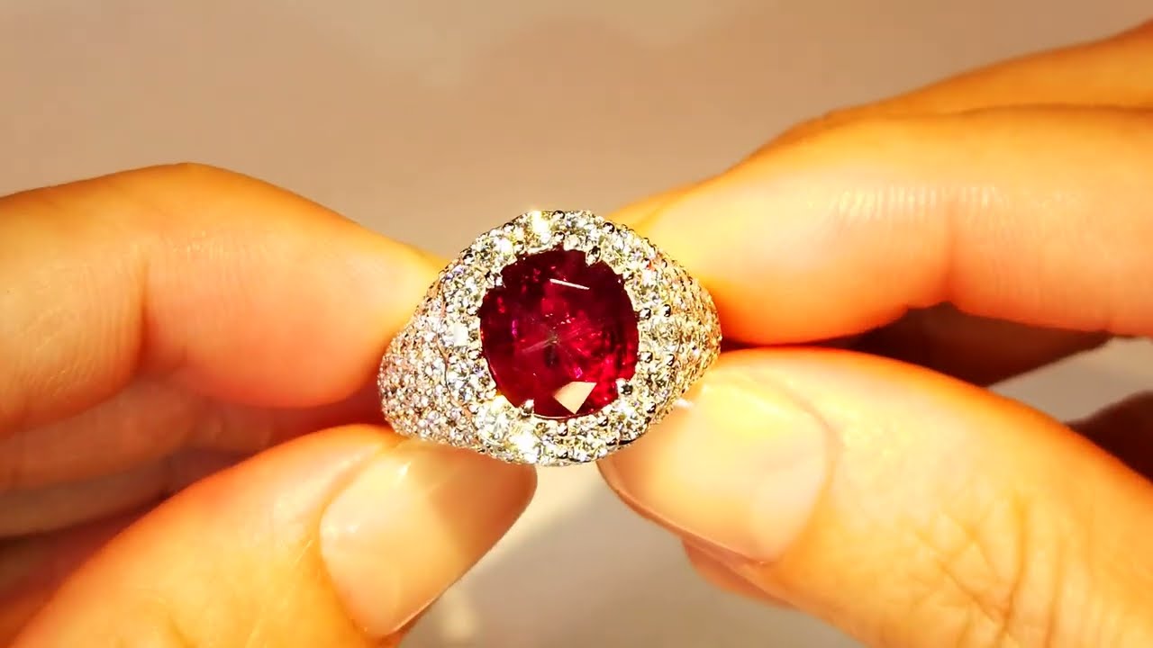 Unheated Kashmir Trapiche Ruby Ring at 5.26 carats by Kat Florence. KF07012