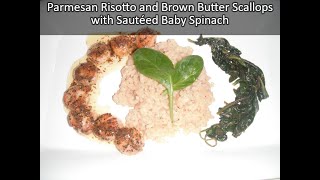 Parmesan Risotto - Brown Butter Scallops - Sautéed Spinach | 2021 Kick Off Collab #onebighappyfamily