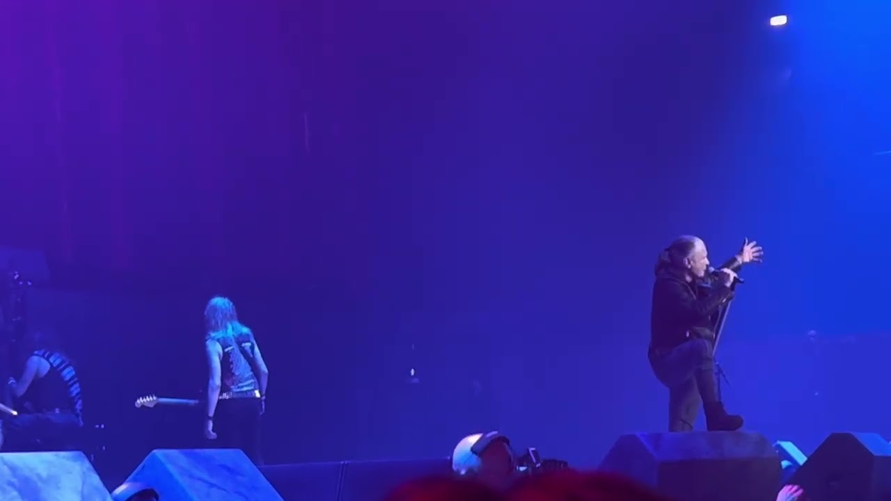 Bruce Dickinson introducing new Iron Maiden drummer Simon Dawson in Bratislava