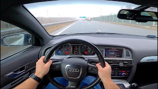 2006 Audi A6 C6 3.0 TDI Quattro Sline 240 HP winter POV Test Drive exhaust sound and acceleraction