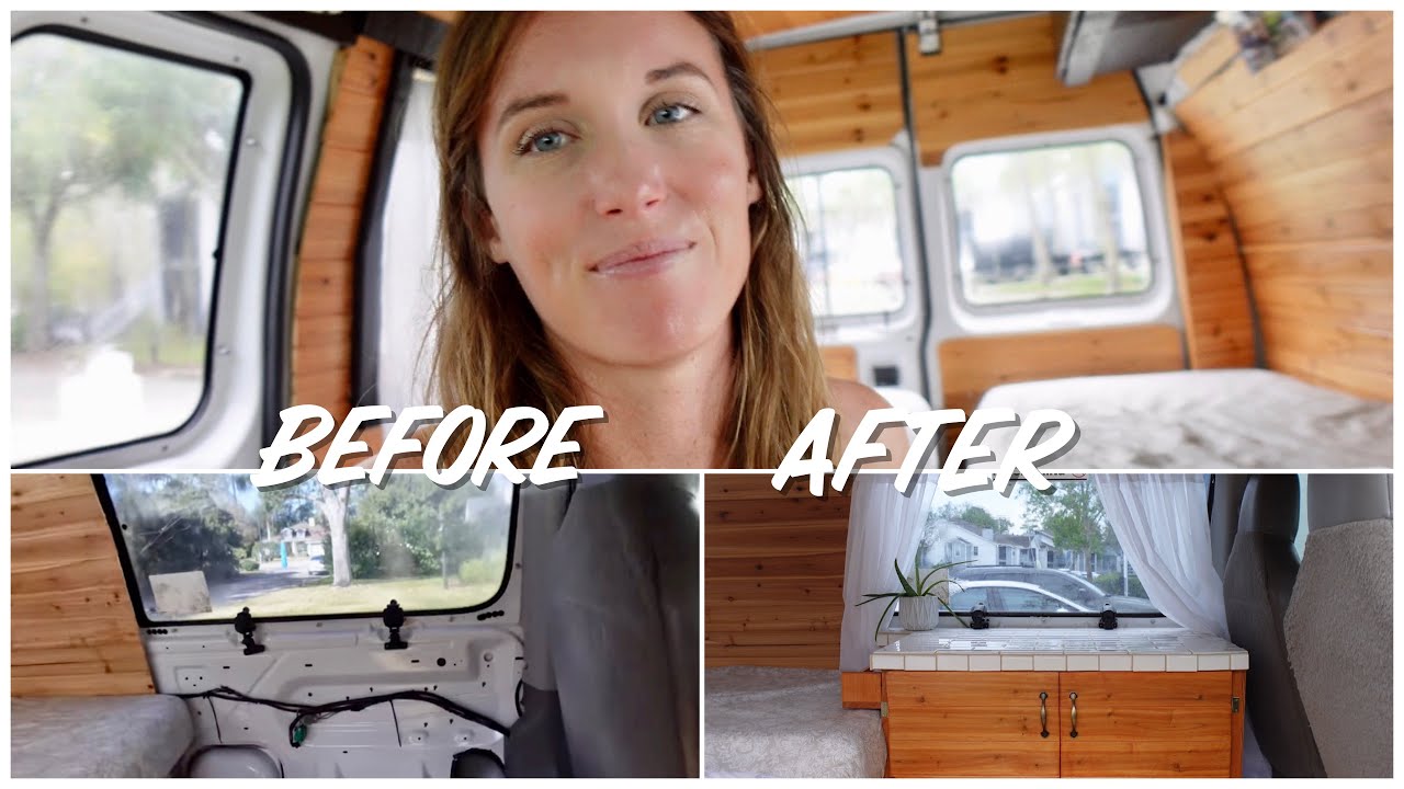 Creating and tiling a counter space in my van🤍🚐 vanlife vanbuild