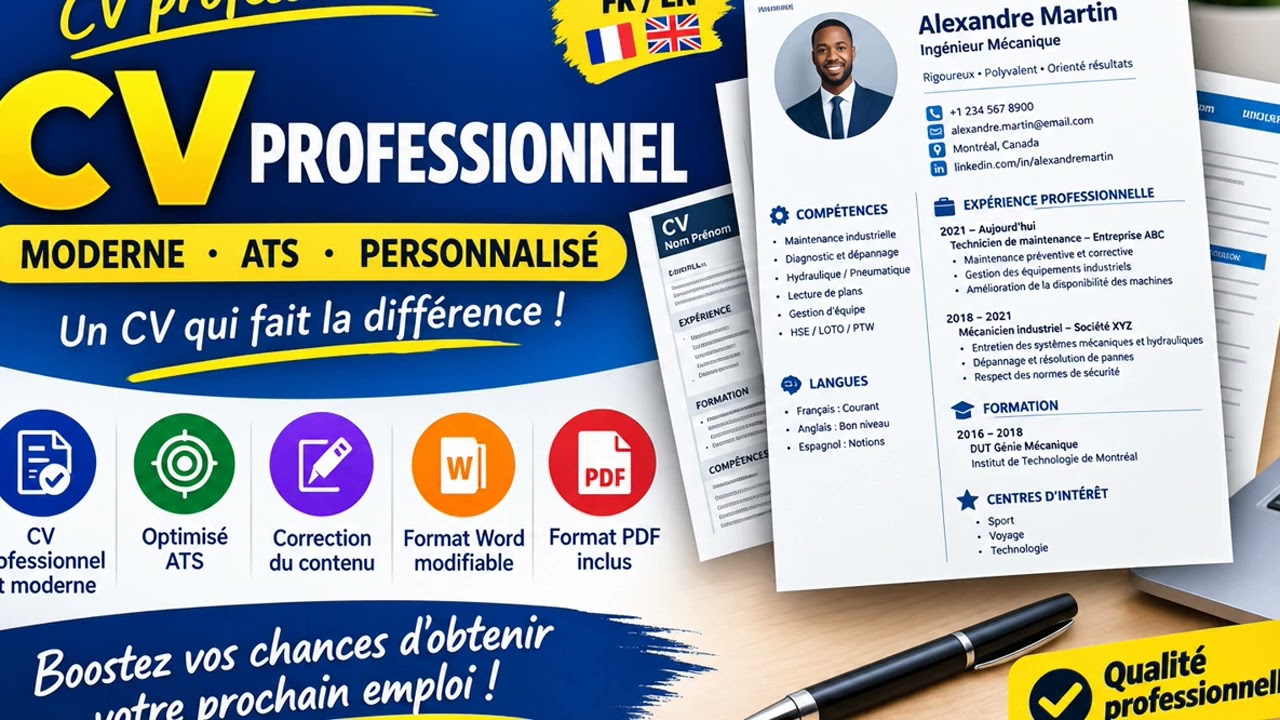 Créer votre CV  Professionnel et Moderne