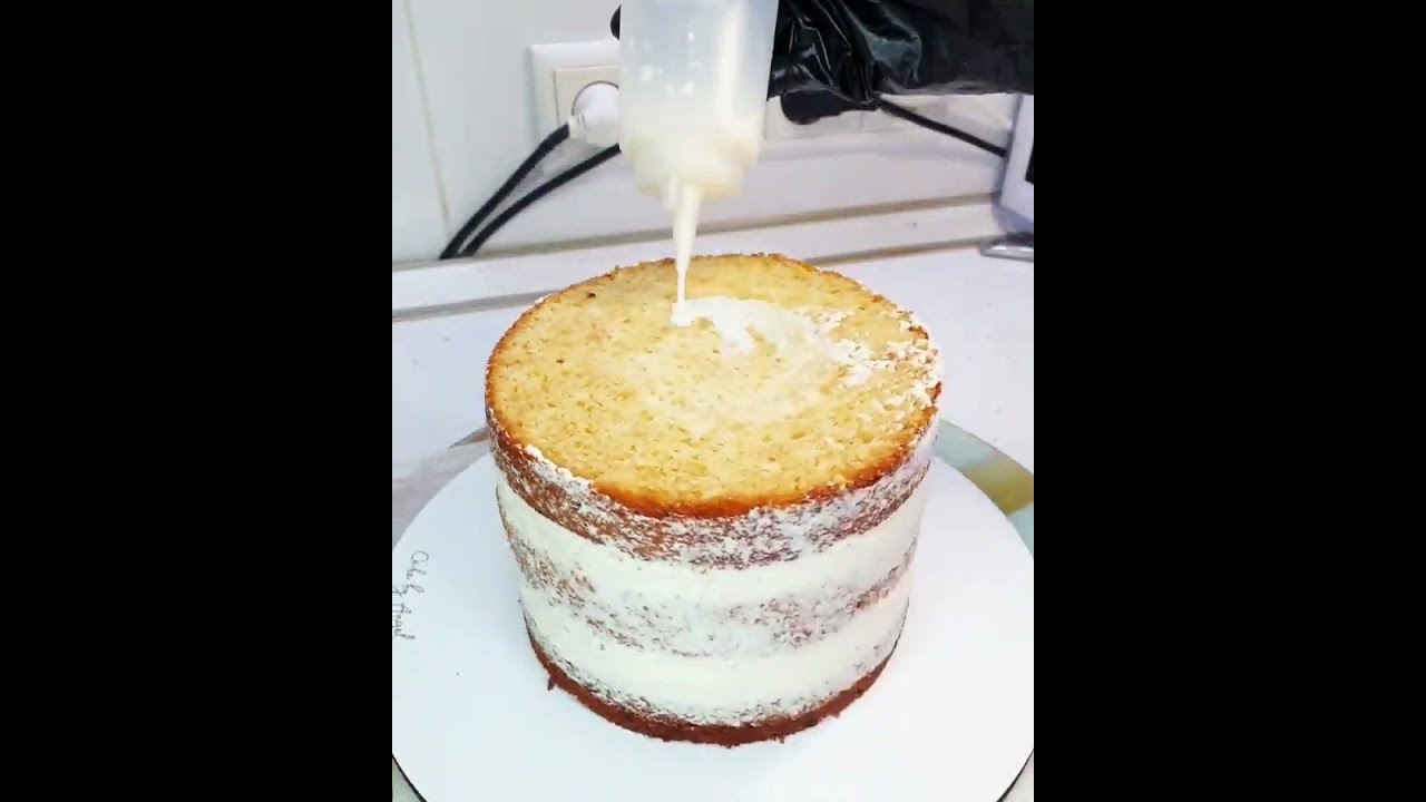 Сборка торта миндаль - вишня - ваниль от @cake.byangel + ТАБЛИЦА Соотношения бисквита к весу торта