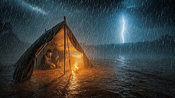Camping in Heavy Rain with My Dog | Small Camp Tent | Thunder & Lightning ASMR