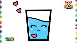 How to Draw a Cute Water: Glass Step by step Follow Along video for Beginners
