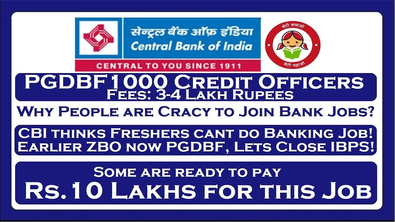 Central Bank of India PGDBF 1000 Credit Officers Recruitment!