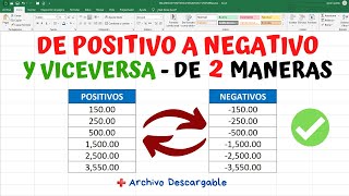 Como convertir números positivos a negativos y viceversa en EXCEL | 2 Maneras de hacerlo