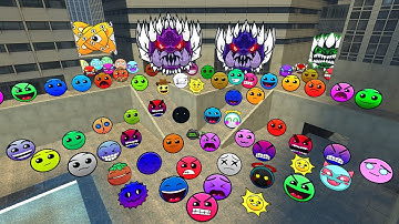 Geometry Dash and Lobotomy Dash Nextbots Family Chase me Gmod