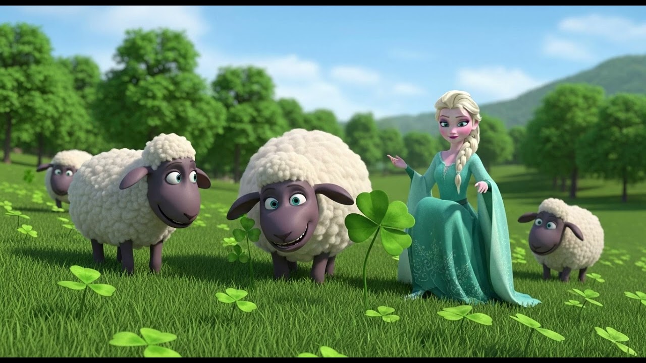 Sheep Hide and Seek in the Clover with Elsa 🐑🍀❄️ | A Magical Game in Winter’s Glow